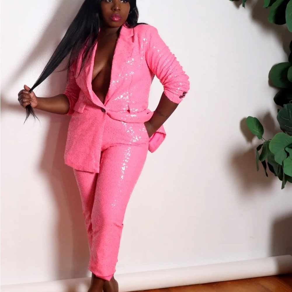 Mixed Emotions Boutique Pink Sequin Jacket